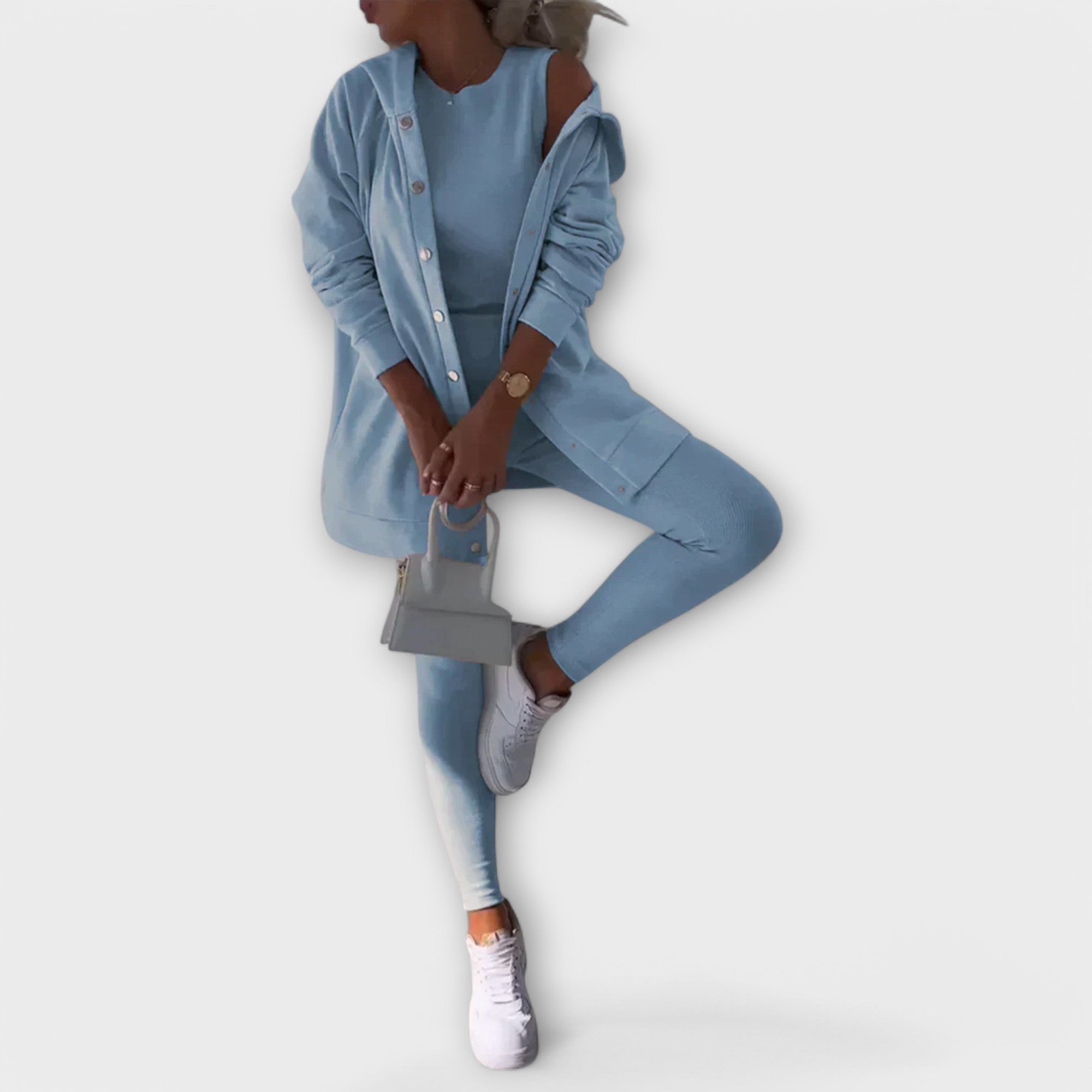 Ella - Trzyczęściowy zestaw z kardiganem i bluzą z kapturem