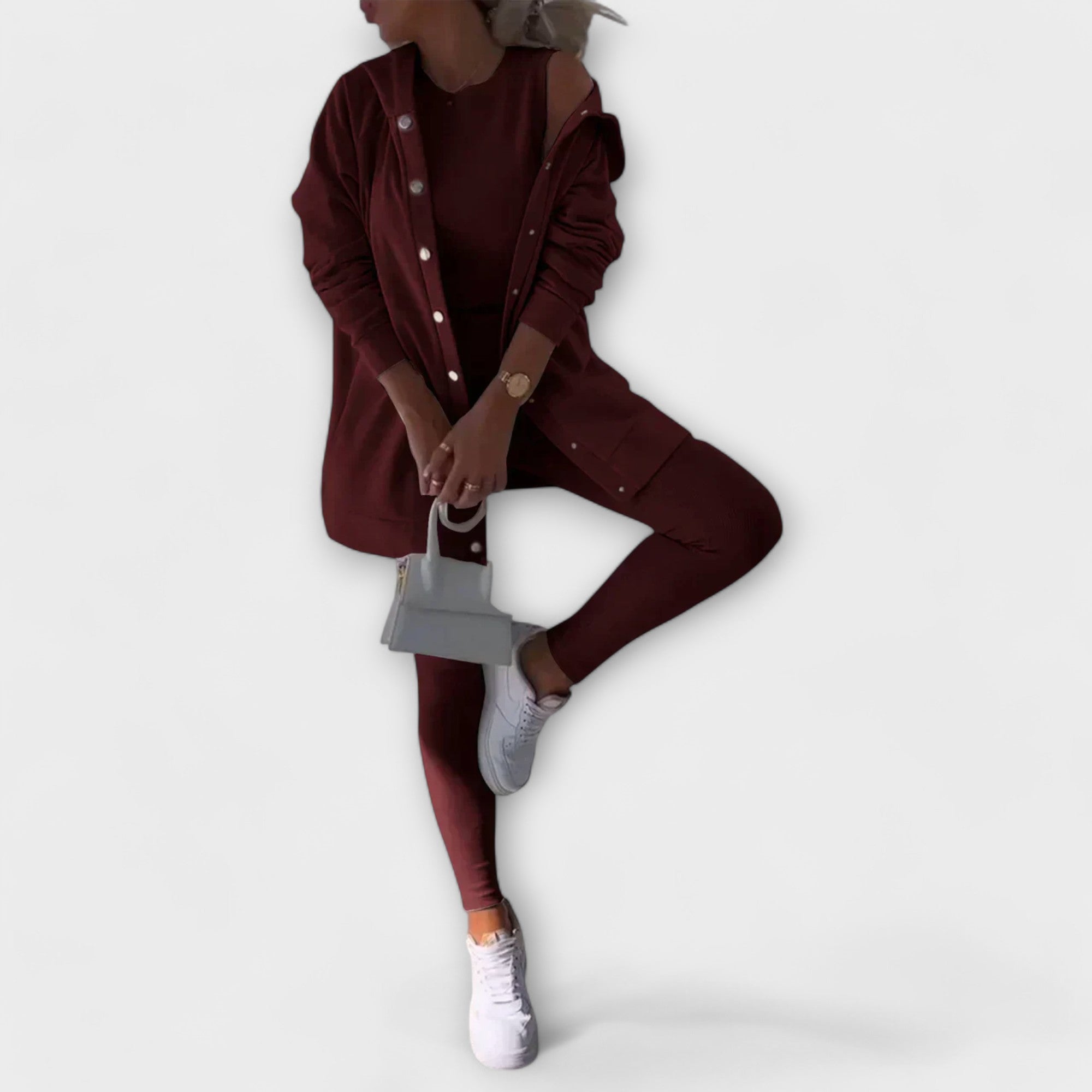 Ella - Trzyczęściowy zestaw z kardiganem i bluzą z kapturem