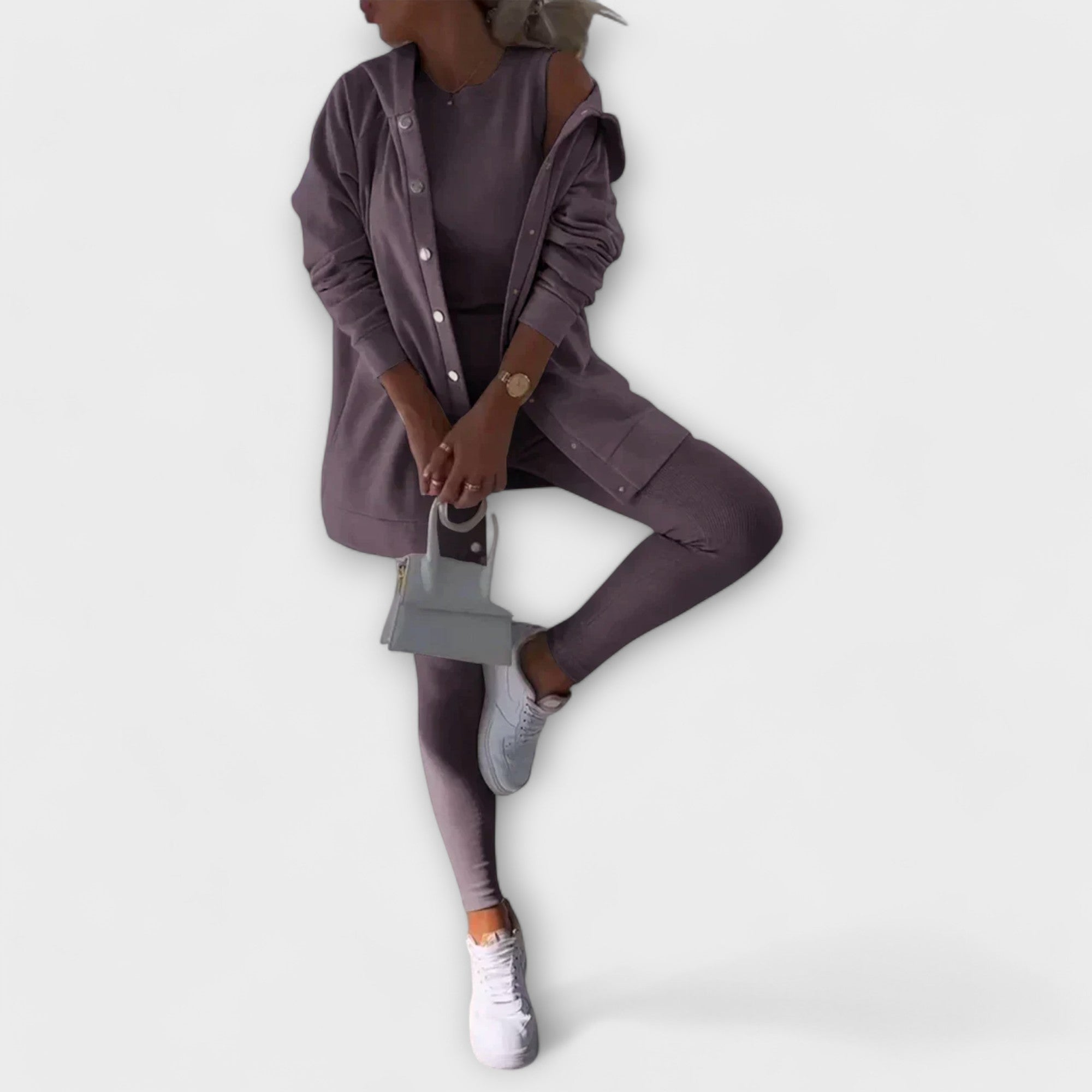 Ella - Trzyczęściowy zestaw z kardiganem i bluzą z kapturem