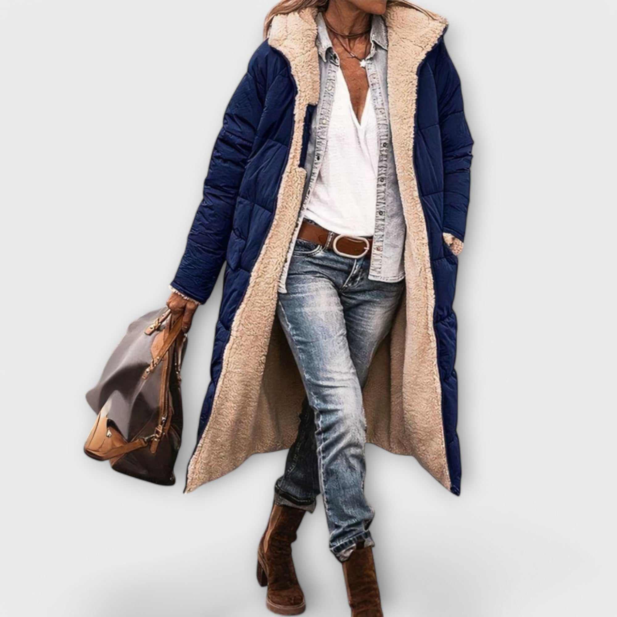 Kora - Przytulny płaszcz z podszewką z futra