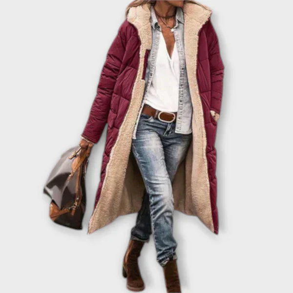 Kora - Przytulny płaszcz z podszewką z futra