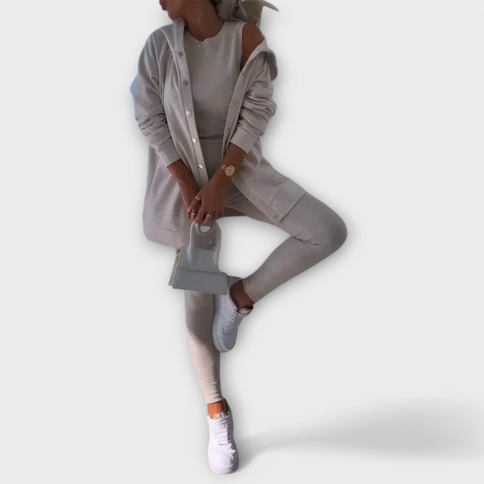 Ella - Trzyczęściowy zestaw z kardiganem i bluzą z kapturem