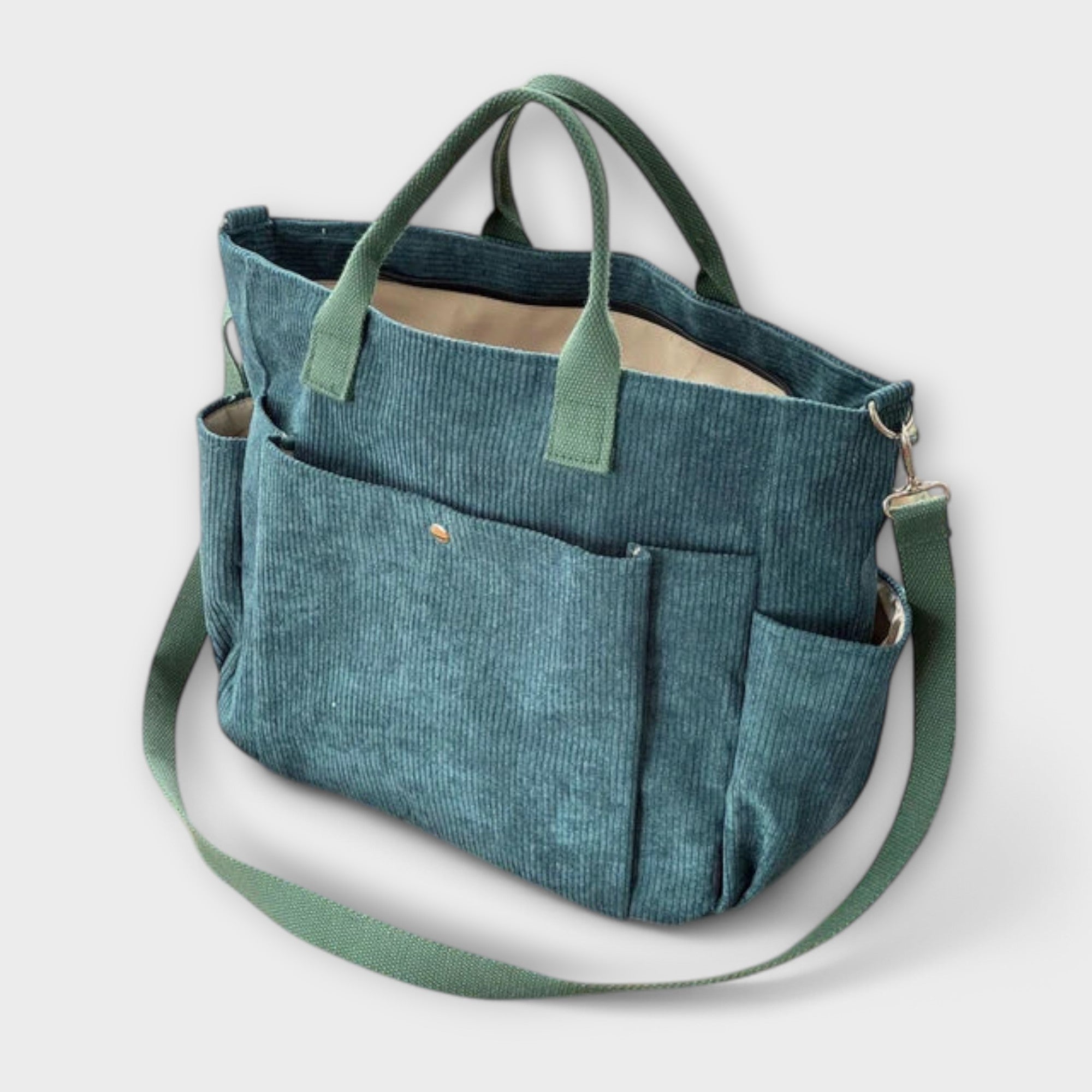 Flair. - kremowa sztruksowa torba na ramię