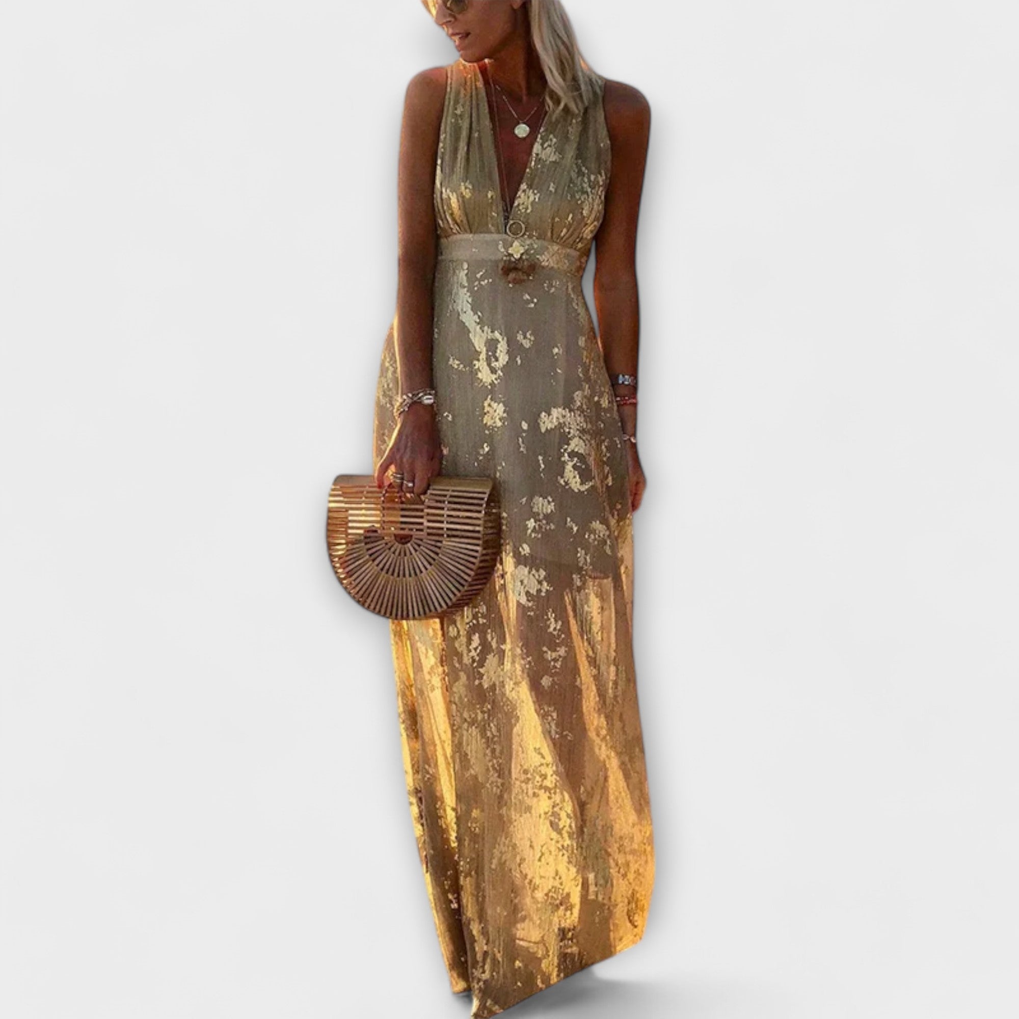 Lejąca sukienka z dekoltem w szpic