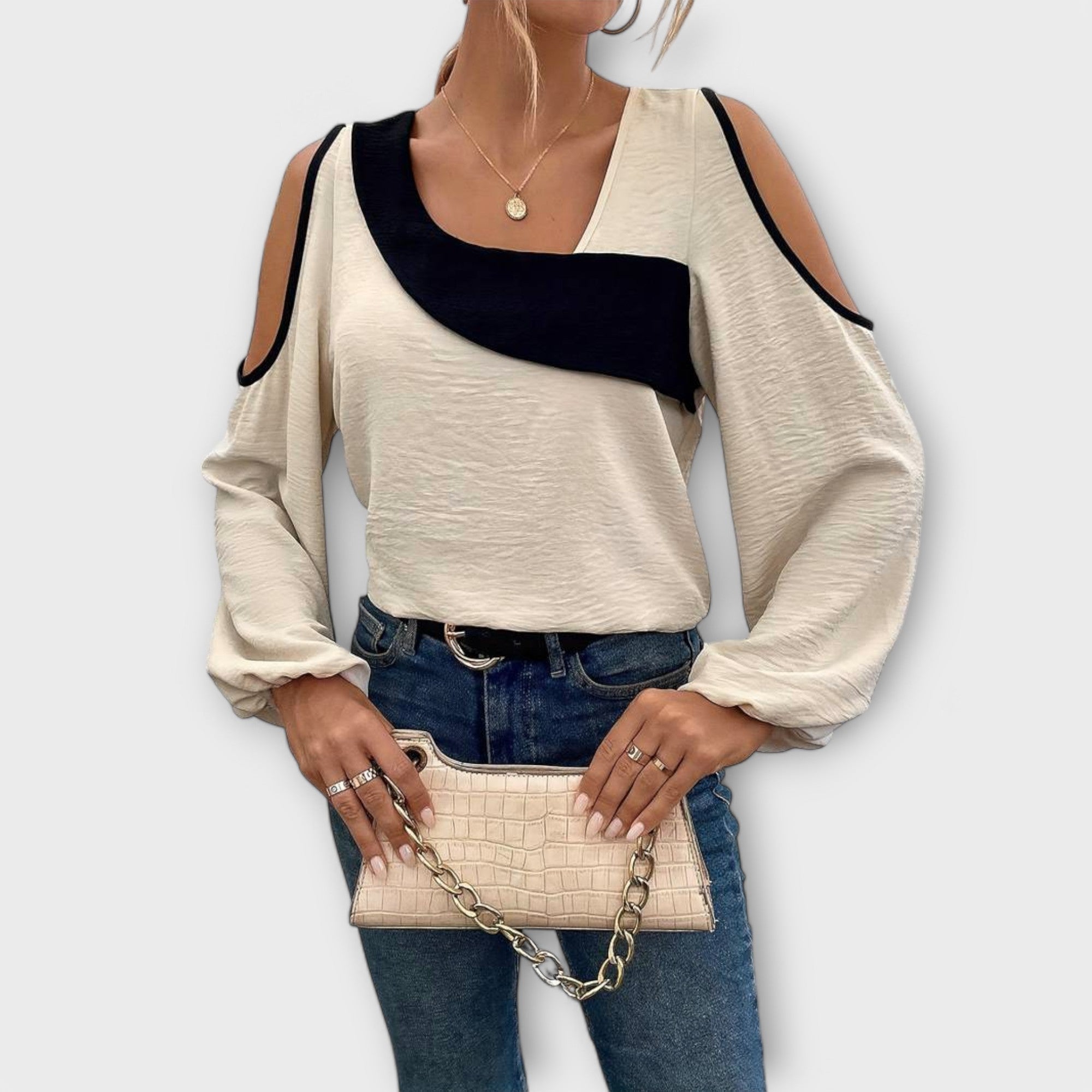 Scarlett - Kolorowa bluzka z kwadratowym dekoltem