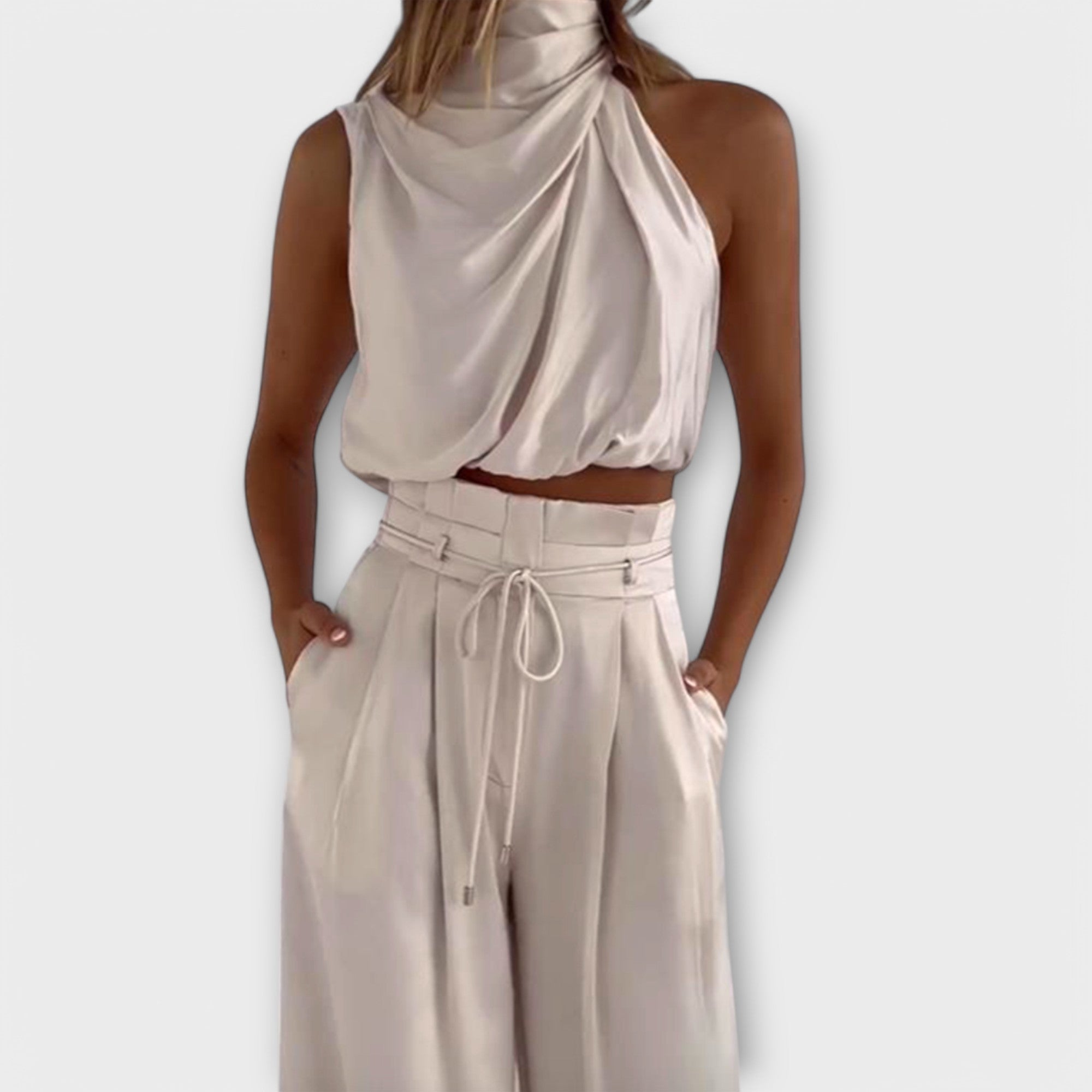 Glorivic - Bezrękawowy jedwabny zestaw