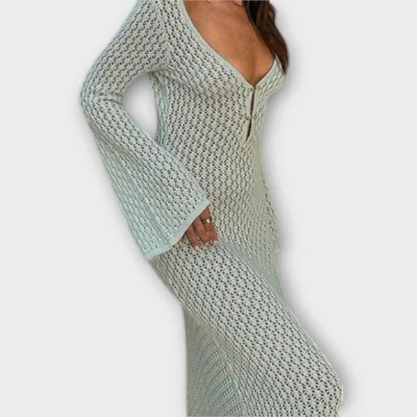 Soleil - Przezroczysta sukienka z głębokim dekoltem w szpic