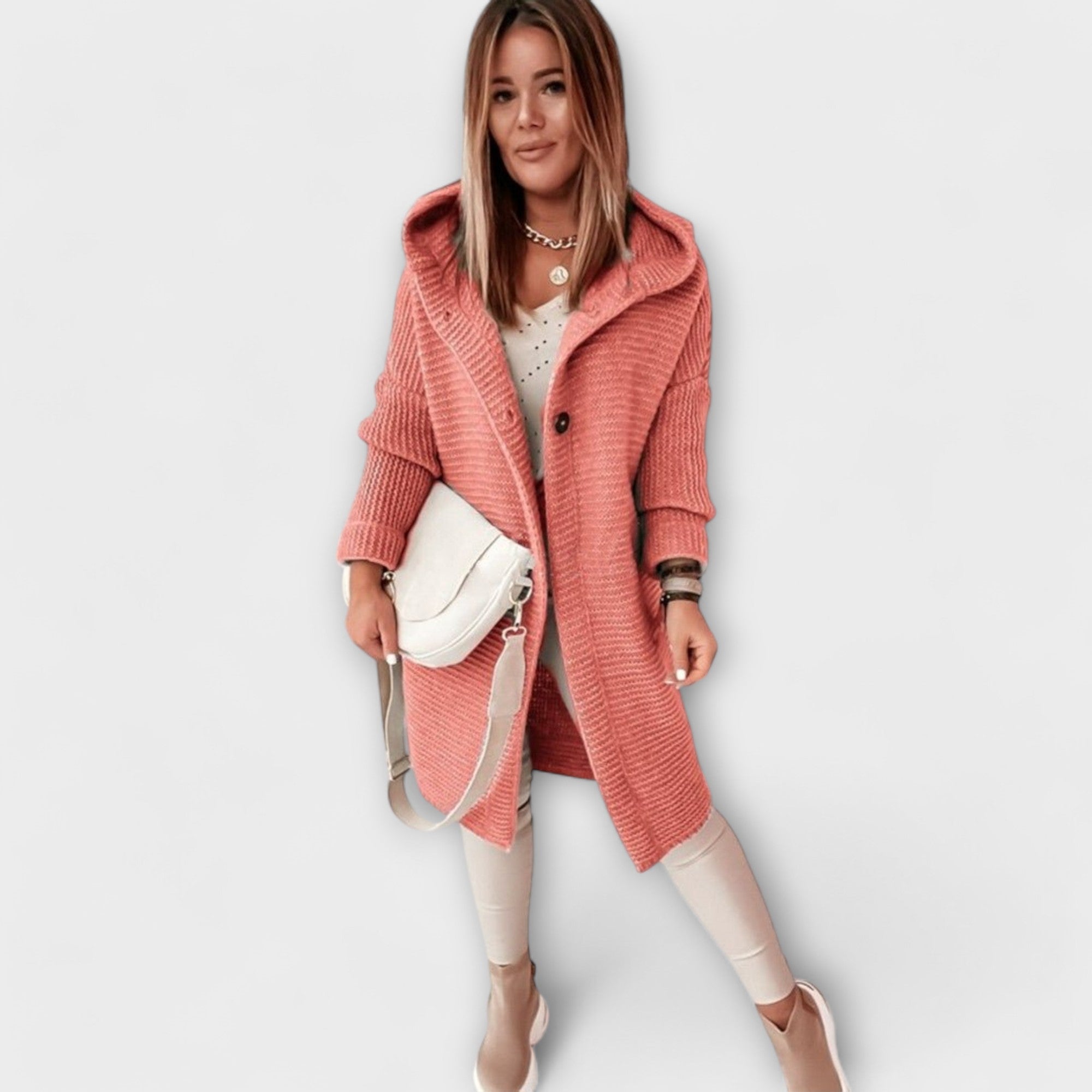 Famoso - Stylowy kardigan z dzianiny