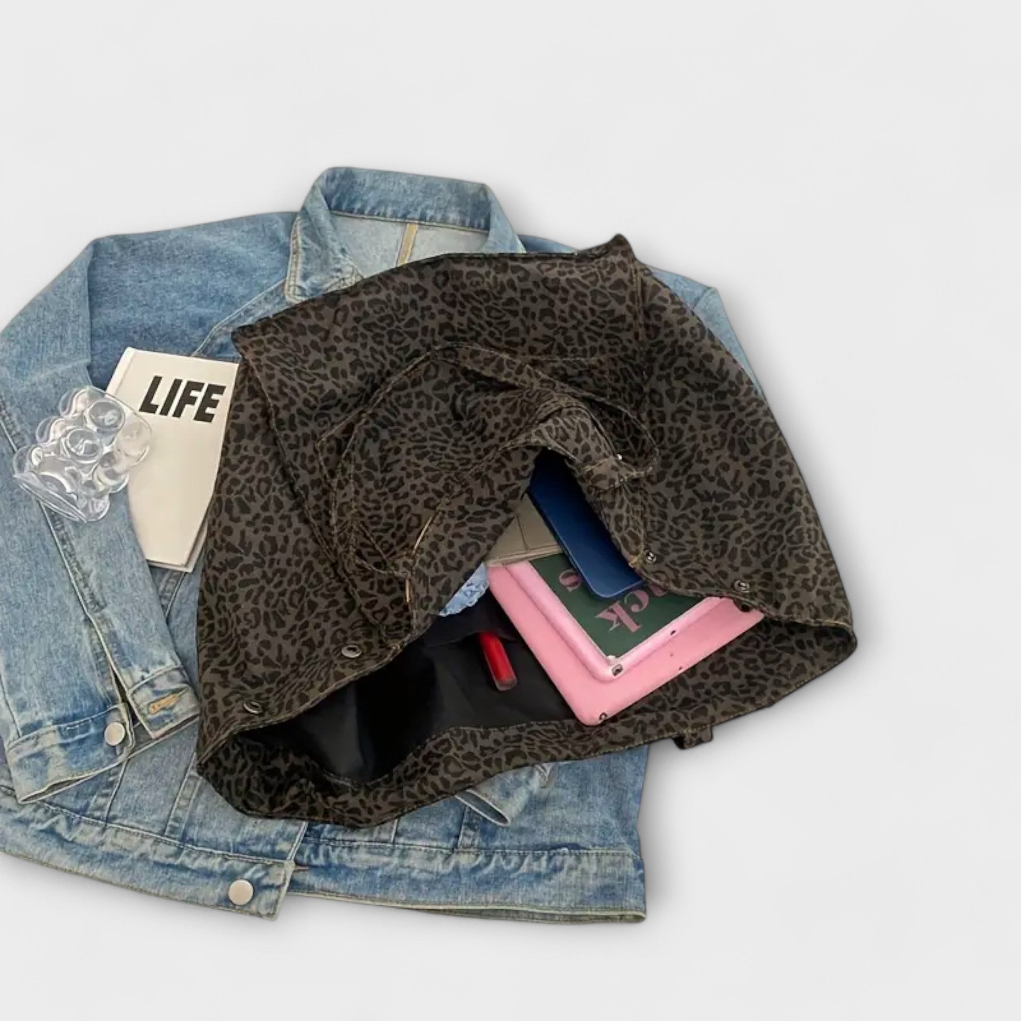 Flair. - Elegancka torba na ramię w panterkę