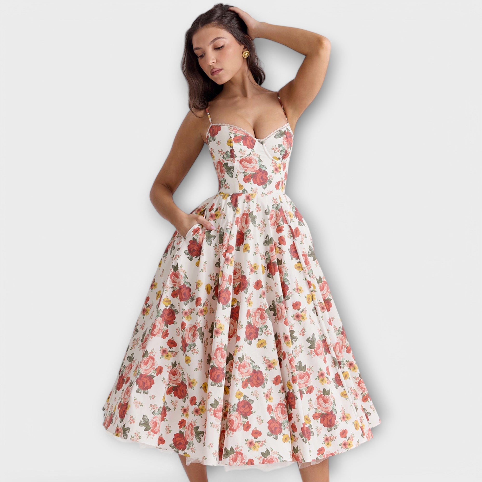 Elegancka Sukienka Midi dla Nieskazitelnego Letniego Stylu