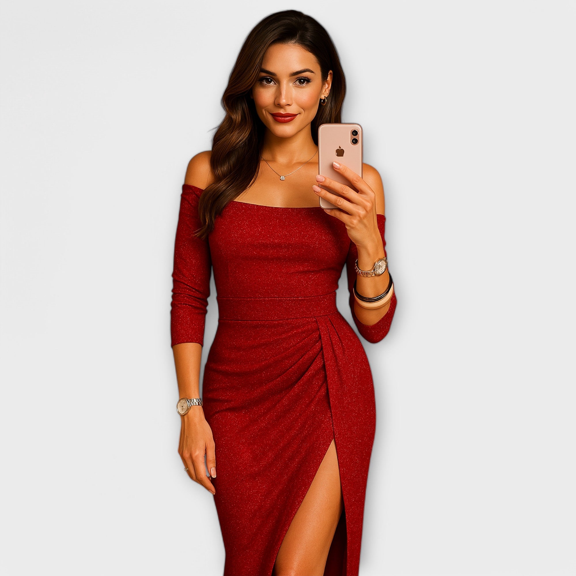 Lena – Elegancka Sukienka z Odkrytymi Ramionami