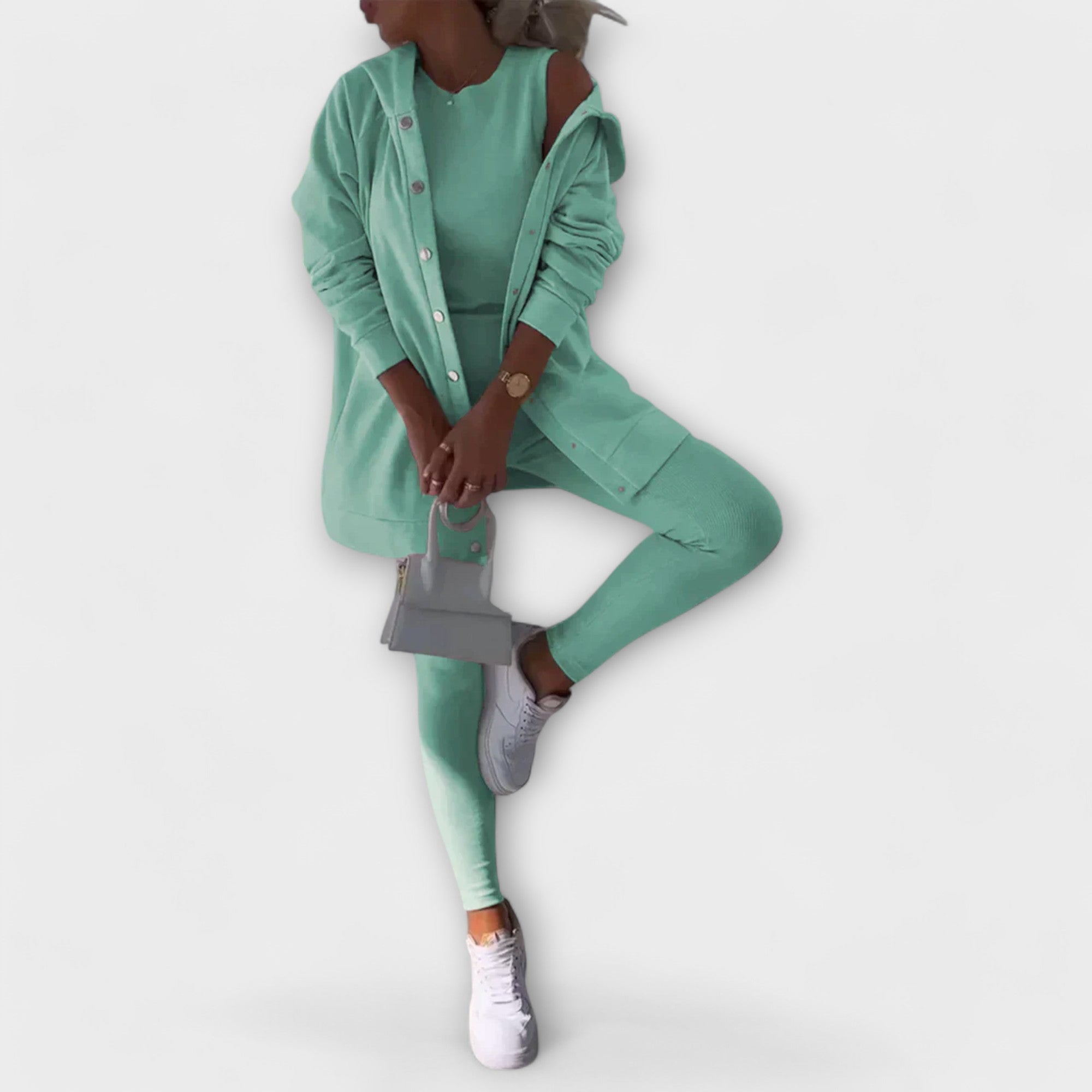 Ella - Trzyczęściowy zestaw z kardiganem i bluzą z kapturem