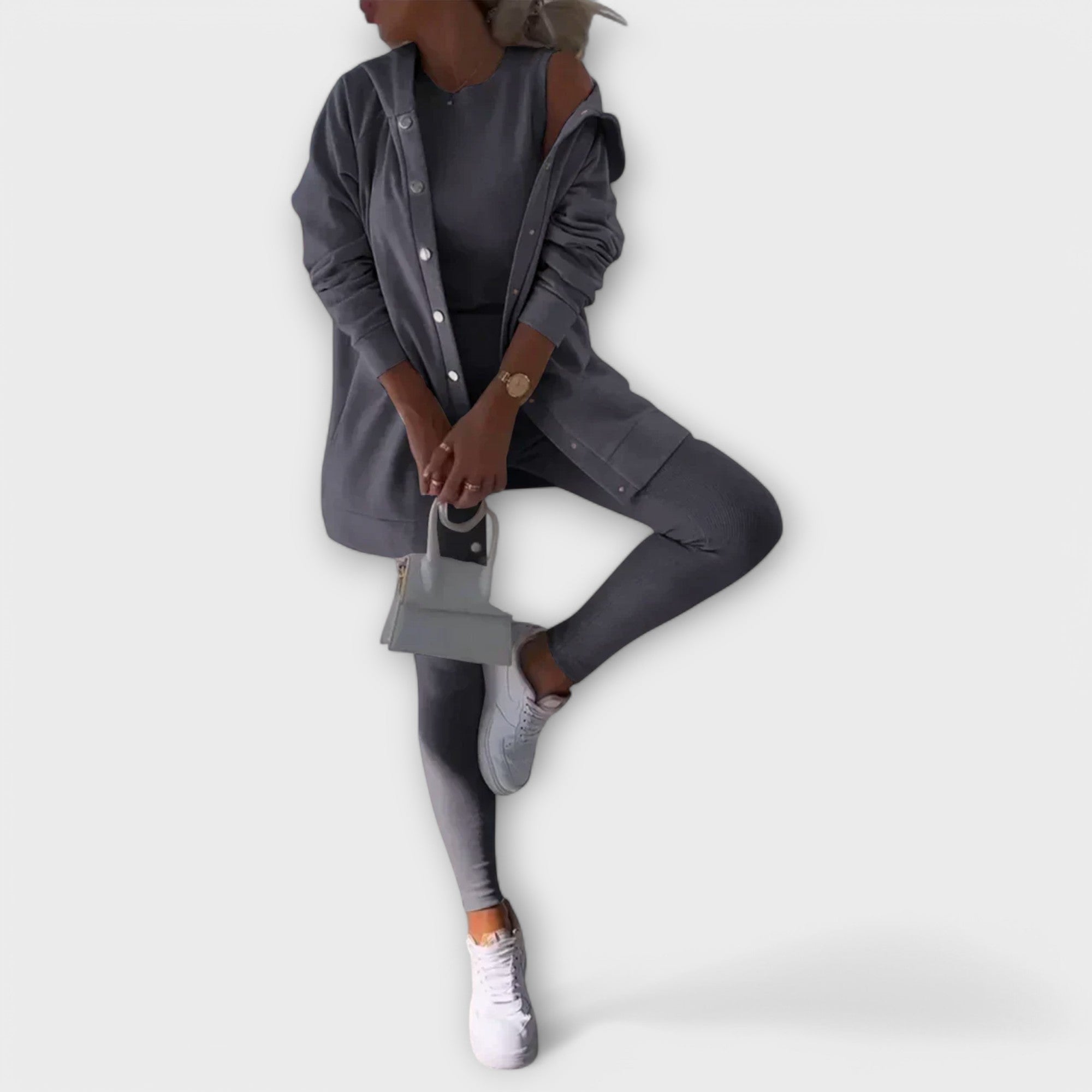 Ella - Trzyczęściowy zestaw z kardiganem i bluzą z kapturem