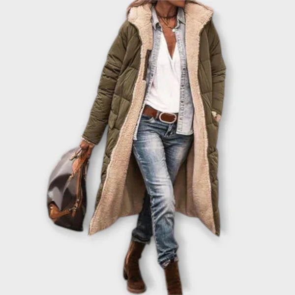 Kora - Przytulny płaszcz z podszewką z futra