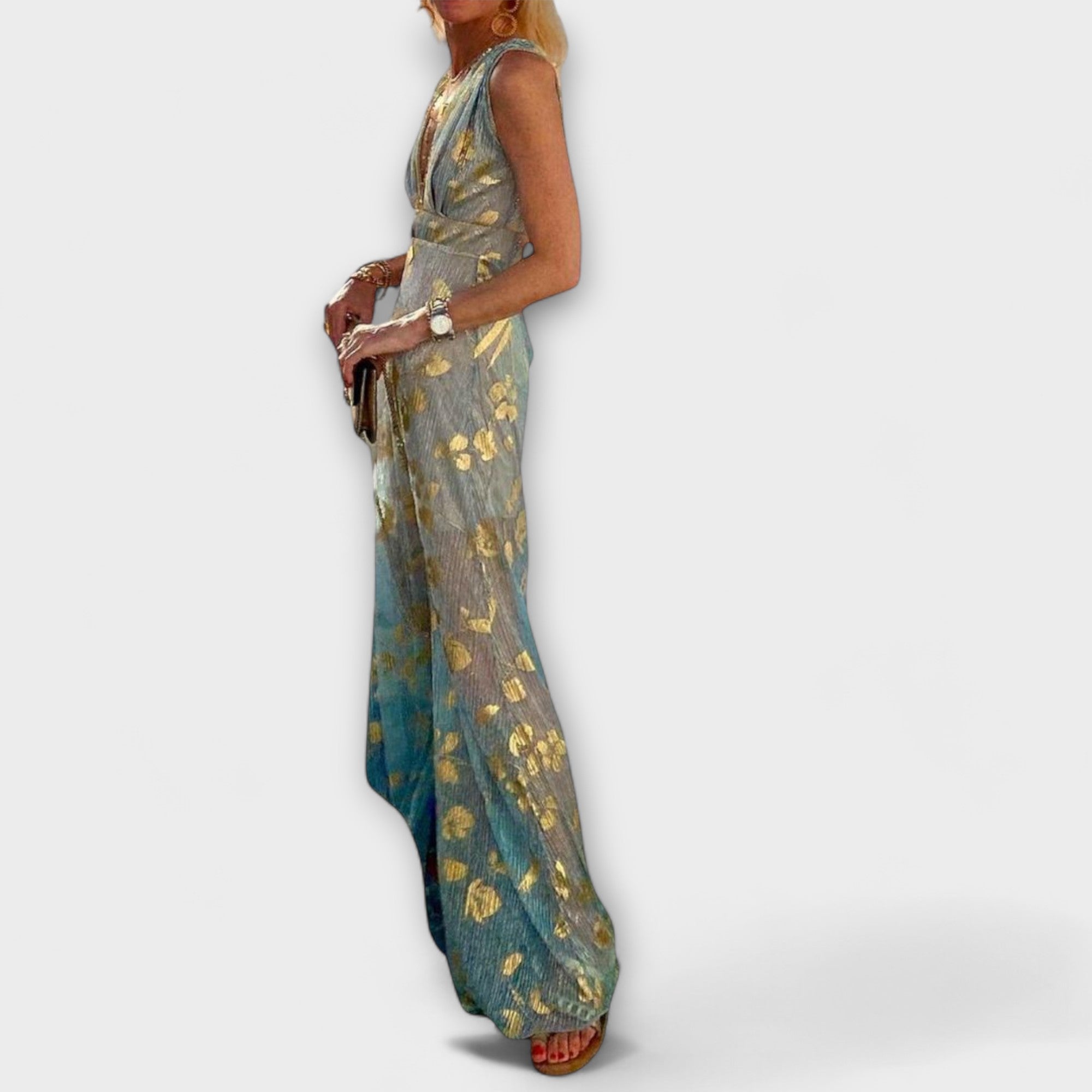 Lejąca sukienka z dekoltem w szpic