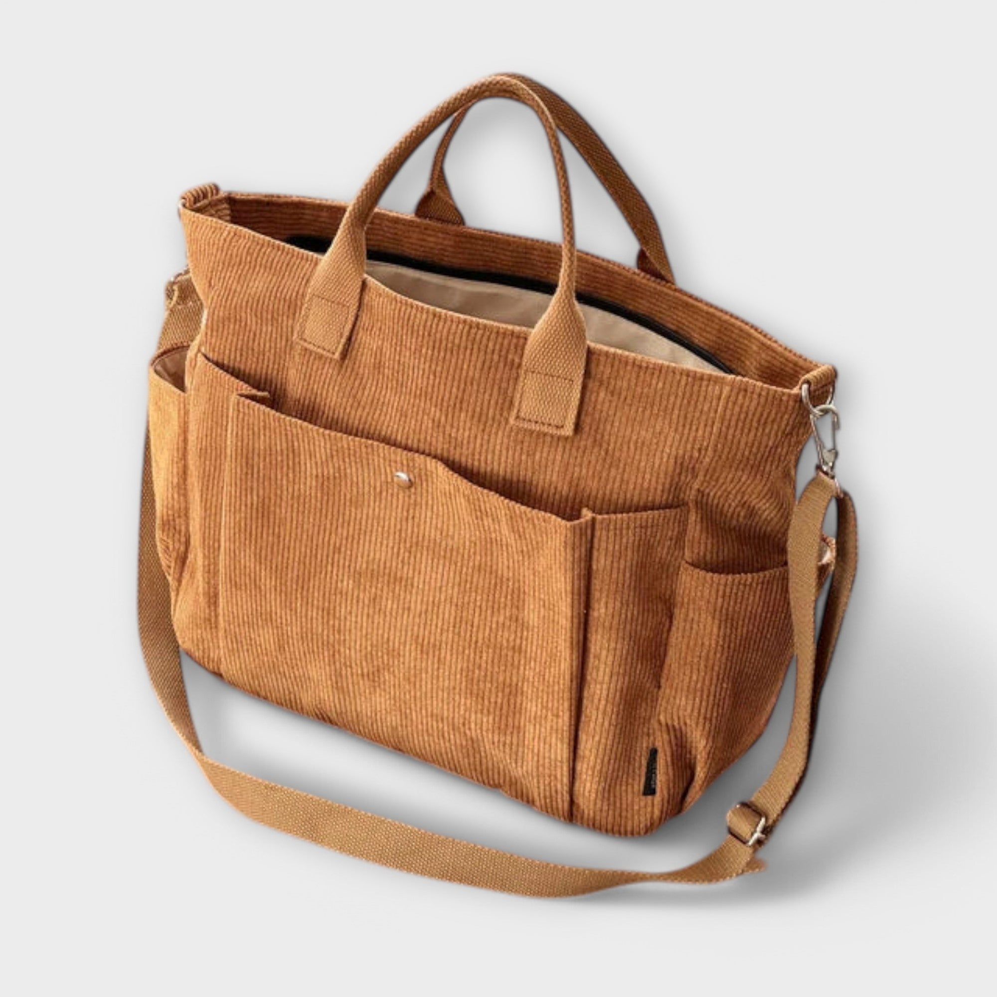 Flair. - kremowa sztruksowa torba na ramię