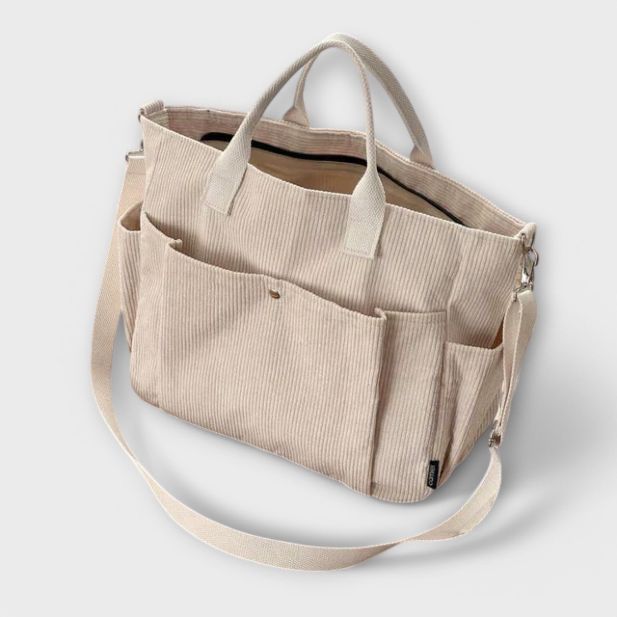 Flair. - kremowa sztruksowa torba na ramię