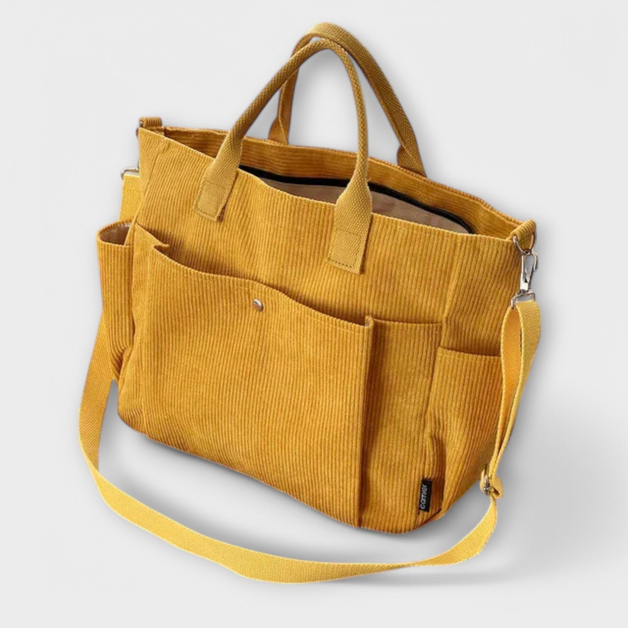 Flair. - kremowa sztruksowa torba na ramię