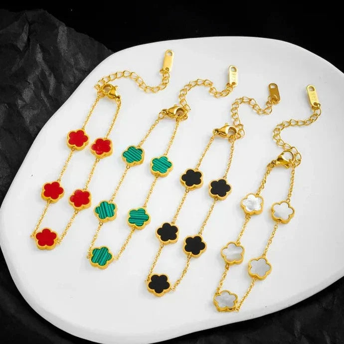 Elle - Luksusowa bransoletka i kolczyki w kwiaty