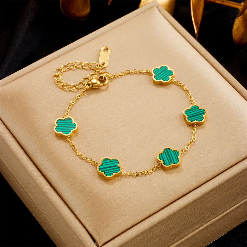 Elle - Luksusowa bransoletka i kolczyki w kwiaty