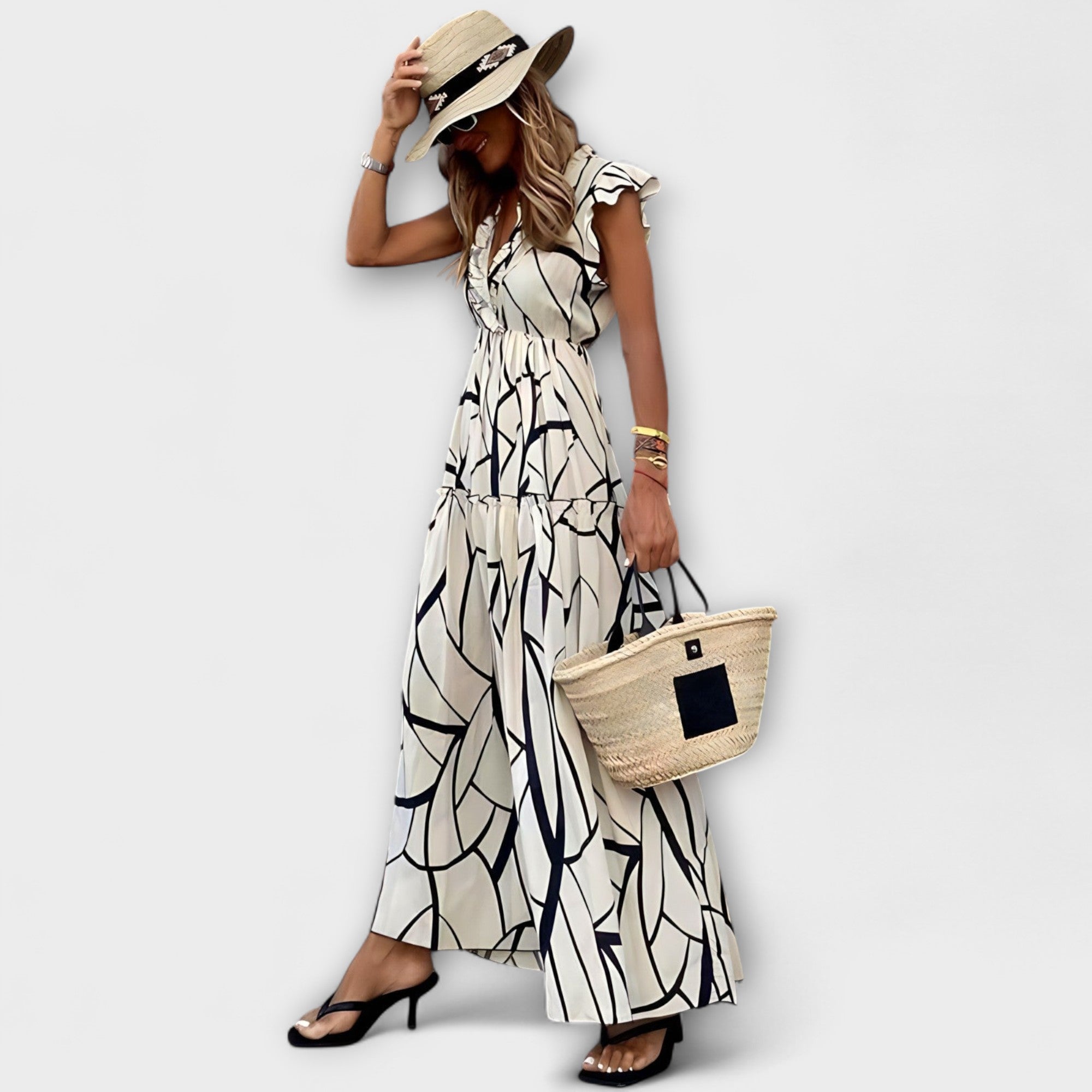 Maddie - Elegancka Sukienka w Druk