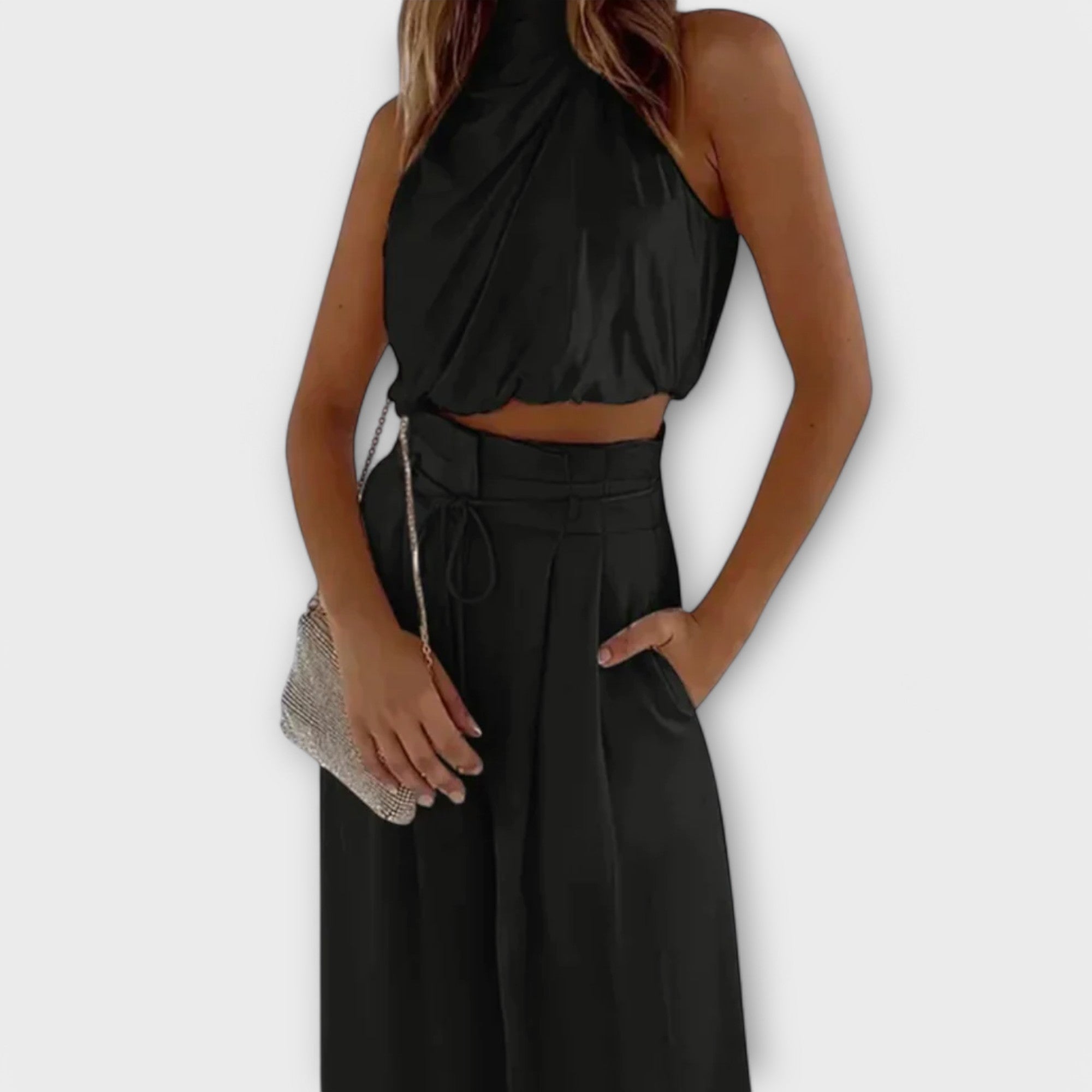 Glorivic - Bezrękawowy jedwabny zestaw