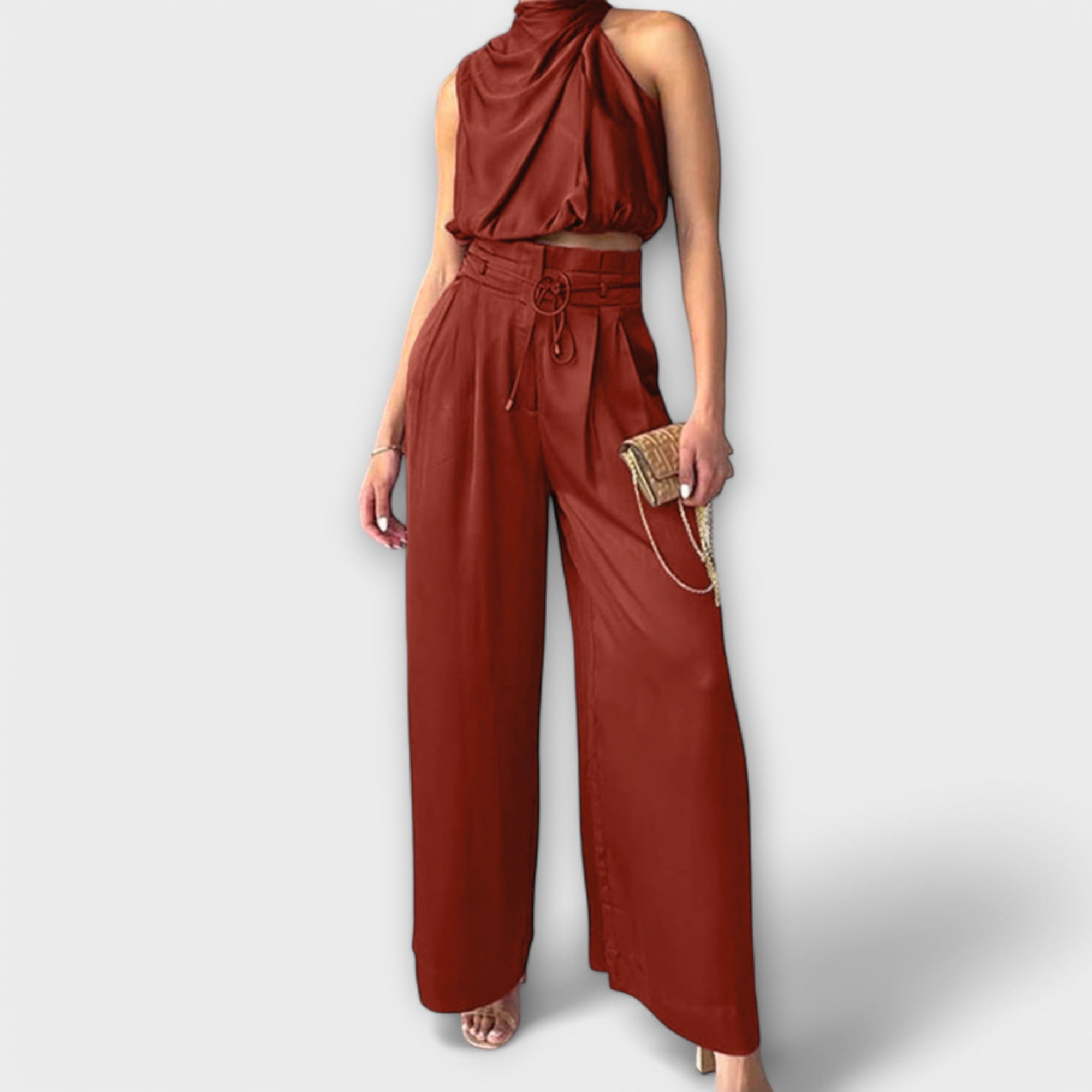 Glorivic - Bezrękawowy jedwabny zestaw