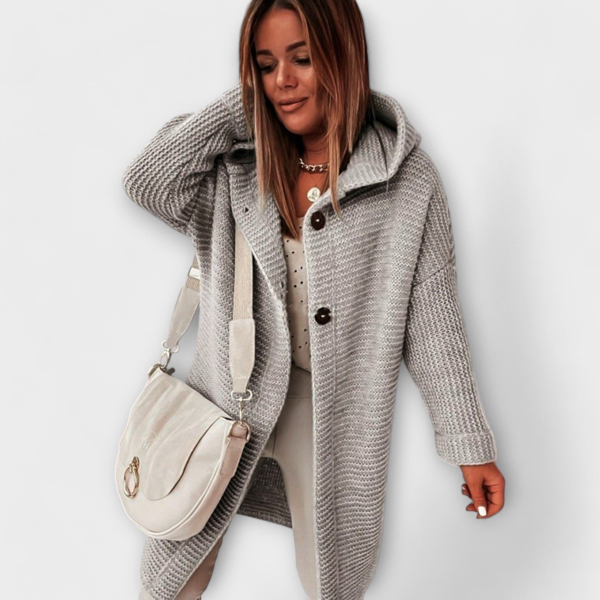 Famoso - Stylowy kardigan z dzianiny